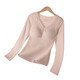New long-sleeved beautiful back silk wool warm women's with breast pads comfortable slim inner base layer without wearing bra set 8667 Champagne (set) 2XL recommended 140-155Jin Jin equals 0.5kg