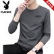 Playboy hochwertiger runder Nacken langärmelige T-Shirt für Männer 2025 Herbst und Winter Neues Basishemd lässig und vielseitige Männer innere Kleidung 9209 Carbon Asche M Empfohlen 70-90jin