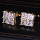 Lieshang men's French shirt cufflinks, formal suit shirt, long-sleeved double-layer folding cuff buttons, gold white crystal, gold four-square white crystal cufflinks
