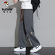 Woodpecker Casual Pants Men's Autumn and Winter Plus Velvet 2025 New Straight Leg Sports Pants Loose Wide Leg Casual Long Pants Khaki XL (Recommended 125-150Jin Jin equals 0.5 kg)