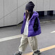 Children's cotton vest for boys and girls, warm hooded vest for middle and large children, baby outer wear set, school uniform vest, versatile black 140