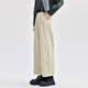 Pantalones de pellizco de Giordano para mujeres Pora de algodón puro estilo retro prensado y plisado Cintura semiástica Pantalones informales de pierna ancha 05424683