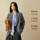 诗凡黎高级感西装外套2025年春新款轻职场设计通勤气质短款西服 沉檀灰 S