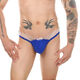 Men's sexy underwear can be inserted into sexy underwear thong men's sexy new style gay Le Yin ice silk color blue M