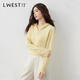 L.WEST 100% Wool Sweater Women's 2025 Winter New Hooded Pullover Design Slim Sweater Yellow XL 120-135Jin Jin equals 0.5 kg