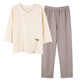 
Yunzhi pure cotton pajamas for women in spring and autumn long-sleeved pullover autumn and winter thin loose large size for outdoor wear for women's suit 701-Apricot gray XL (170): Recommended for 120-140Jin [Jin equals 0.5 kg] to wear