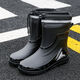 Deutsche High-End-Regenstiefel Herrener neuer Stil geschlossener Regenfisch wasserdichte Schuhe Mittelröhre Anti-Rutsch-Regenstiefel Wasserstiefel Außenfischerei Regenstiefel schwarz plus wasserdichte Mund, nicht entfernt zu werden 40