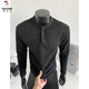 Woodpecker (TUCANO) small fragrant herringbone pattern Henry collar long-sleeved T-shirt men's autumn American chenille heavyweight sweatshirt inner layering shirt black 2XL 150-165Jin Jin equals 0.5 kg
