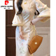 Pierre Cardin New Chinese Style White Cheongsam Dress Women's 2025 Autumn and Winter New Thickened National Style Waist Skirt White Dress (Regular) Version M Recommended 95-105 Jin Jin equals 0.5 kg