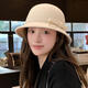 Muni woolen fisherman hat for women in autumn and winter, wealthy daughter's hat, Hepburn style retro small fragrance style French top hat, Hepburn style bow hat, off-white