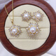 Ruoximeng 5A grade high-brightness natural freshwater pearl pendant earrings ring-like zircon snowflake pearl set gold pendant
