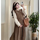 Mommy Ranqi Maternity Clothing Autumn Clothing 2025 New Dress Fashionable and Fashionable Belly Covering Maternity Autumn and Winter Skirt Two-piece Suit Khaki Suit L