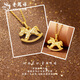 Lao Fengxiang 18K gold wooden horse pendant for women, light luxury niche high-end necklace, Valentine's Day birthday gift for girlfriend and wife 18K gold wooden horse pendant with S925 silver chain, about 0.18g