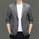 Lilan 2025 Spring New Men's Knitted Stretch Youth Casual Suit Korean Style Slim Fashion Business Men's Gray Gray XL