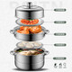 BSITN stainless steel steamer three-layer 28cm household steaming bun pot thickened steamer induction cooker gas stove universal [BC1429] stainless steel steamer 3-layer 28cm