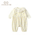 Fanlie Girls Overalls Suit Autumn 2025 New Fashionable Cute Baby Clothes Baby Two-piece Set Spring and Autumn Creamy Yellow 80 cm