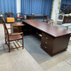 All solid wood desk and bookcase combination rosewood boss desk and chair with side table office desk furniture executive desk rosewood 2.4m desk + side table + main chair