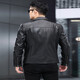 Playboy (PLAYBOY) Genuine Leather Jacket Men's Short Loose Large Pier Layer Calfskin Lapel Autumn and Winter Business Motorcycle Leather Jacket Black Single Style XL