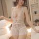Manyan Sexo Rose de encaje Perspectiva de hilo Conjunto de mono sexy Canteras abiertas sin tentación coqueteo Puro deseo apretado Qqny Purple Single Tamaño