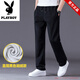 Playboy Casual Pants Men's Autumn and Winter Pants Men's Loose Sports Pants Thickened Straight Pants Plus Size Sweatpants Men's Black Velvet L (100-135)