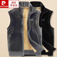 Pierre Cardin gold velvet winter vest plus velvet thickened warm lamb velvet waistcoat stand-up collar vest top jacket for men gray vest plus velvet XL recommended 120-140 Jin Jin is equal to 0.5 kg