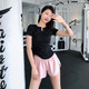 Yoga wear women's short-sleeved Pilates running fitness T-shirt sexy slim short style slimming quick-drying pink L recommended weight 100-110