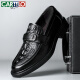 Cartelo Men's Business Casual Shoes de cuero con un pie transpirable Softhide Crocodile Patrón de cocodrilo Zapatos de cuero Hombres 9896 Negro 38