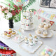 He Jiagong birthday arrangement dessert table ornaments wedding display shelf disposable three-layer table cake tray snack rack white dessert table large wave white package 70