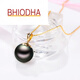Bhiodha Nanzhu Family Black Pearl Pendant Gold Petal Shape Seawater Pearl Birthday Gift for Wife 90100mm Slightly Flawed Pearl Yellow 18k Gold Holder