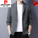 Pierre Cardin Men's Sweater Casual Knitted Cardigan Thickened Spring and Autumn New Warm Green Fruit Collar Wool Loose Jacket 2203-Gray 2XL 151-170Jin Jin equals 0.5 kg