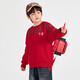 Many boys' national trend plus velvet red sweatshirt New Year's clothing autumn and winter casual sports tops for older children