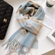 Muzhouyu selects Australian wool pure wool plaid scarf, British classic unisex couple model, winter warm scarf, blue mocha pattern, 100% Australian wool new plaid pattern