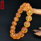 Hupai, one thing, one picture, one certificate, gold and amber bracelet, natural amber bracelet, female, engraved Buddhist beads, no cracks, bracelet, 12.02 grams, bead diameter 10.5 mm