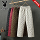 Playboy (PLAYBOY) wide-leg down cotton pants for women winter new warm outer wear high-waist fashion embroidered casual straight outer wear mom cotton pants black 3XL 135-150Jin Jin equals 0.5 kg
