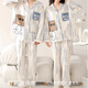 
Urban Beauty 2025 autumn new pure cotton pajamas long sleeve simple casual comfortable cardigan home clothing set oil painting box (women's style) L
