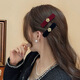 Retro camellia velvet hair clip for women with side broken hair bangs clip headband hair clip camellia velvet 1 black + 1 red