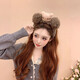 Cute plush kitten headband for women 2025 new autumn and winter high skull hairpin sweet cartoon puppy headband hair accessory gray brown KT cat plush headband