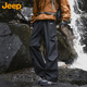 JEEP Casual Pants Men's and Women's Assault Paratrooper Pants Windproof Outdoor Work Pants Loose Straight Pants Black XL
