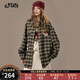 Fairy's Pocket Retro Fun Embroidered Plaid Shirt Women's 2025 Autumn and Winter New Long Sleeve Shirt Jacket Plaid Gray M
