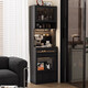 Anniydon ANNIYDON sideboard with wall integrated household sofa living room tea cabinet multi-functional hole board storage coffee cabinet [Dai Black] 0.6m sideboard 60*40*190cm light delivery + hole board 12185