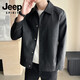 JEEP SPIRIT Jeep Jacket Outdoor Windproof Leather Jacket Jacket Comfortable and Warm Trendy Business Casual Spring and Autumn Mid-aged Black L