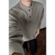 Old Money Style Henley Collar Sweater Men's Spring and Autumn Loose Trendy Heavyweight Knitwear Trendy Brand Premium Sense Floral Gray 2XL