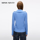 MISS SIXTY2025 new winter knitted jacket women's lapel two-way zipper wool blended twist sweater sky blue S