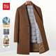 Red bean 90 down down lining detachable 100% pure wool woolen coat men's autumn and winter warm slim windbreaker jacket mid-length