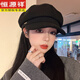 Hengyuanxiang's new beret for women in autumn and winter, small duck tongue, octagonal hat, large head circumference, French retro black newsboy hat, trendy black M, one size fits all, adjustable (54-58c)