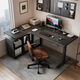 Dear four-legged corner electric lift table L-shaped leather solid wood gaming desk home computer desk office desk length 140*width 60*corner 110cm with embedded power strip Z4 four-legged dual motor + pure solid wood right corner 3cm thick