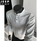 JEEP SPIRIT American Polo Henley shirt men's long-sleeved T-shirt spring and autumn trend cleanfit inner casual men's base sweatshirt black M 95 to 115 Jin Jin equals 0.5 kg can be worn