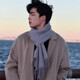 Fat Donglai same style men's scarf winter high-end autumn and winter Korean style men's gray scarf men's birthday gift gray