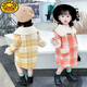 G.DUCKKIDS Girls' Plaid Woolen Coat 2024 Autumn and Winter New Style Western Style Baby Girl Temperament Mid-Length Velvet Woolen Coat Purple Plaid 130 cm
