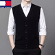 TOME BORNEK high-end 100 pure wool vest men's middle-aged and elderly dad wear sleeveless vest v-neck wool sweater vest cardigan BP-2206 gray XL 175-140-155Jin Jin equals 0.5 kg